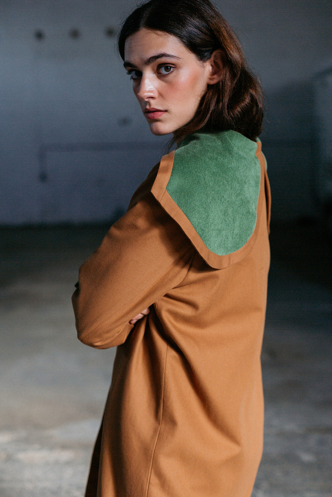 Woman toffee trench coat
