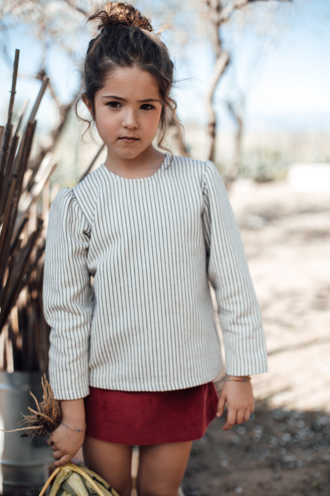 Navy stripe baggy blouse
