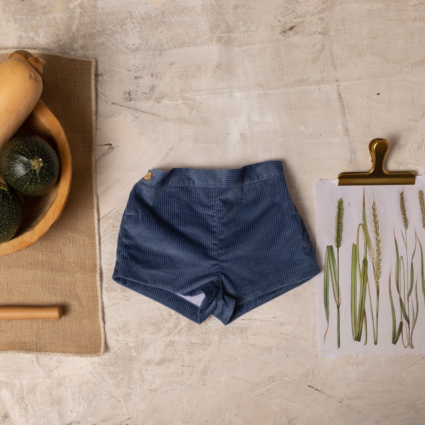 Bluish corduroy shorts