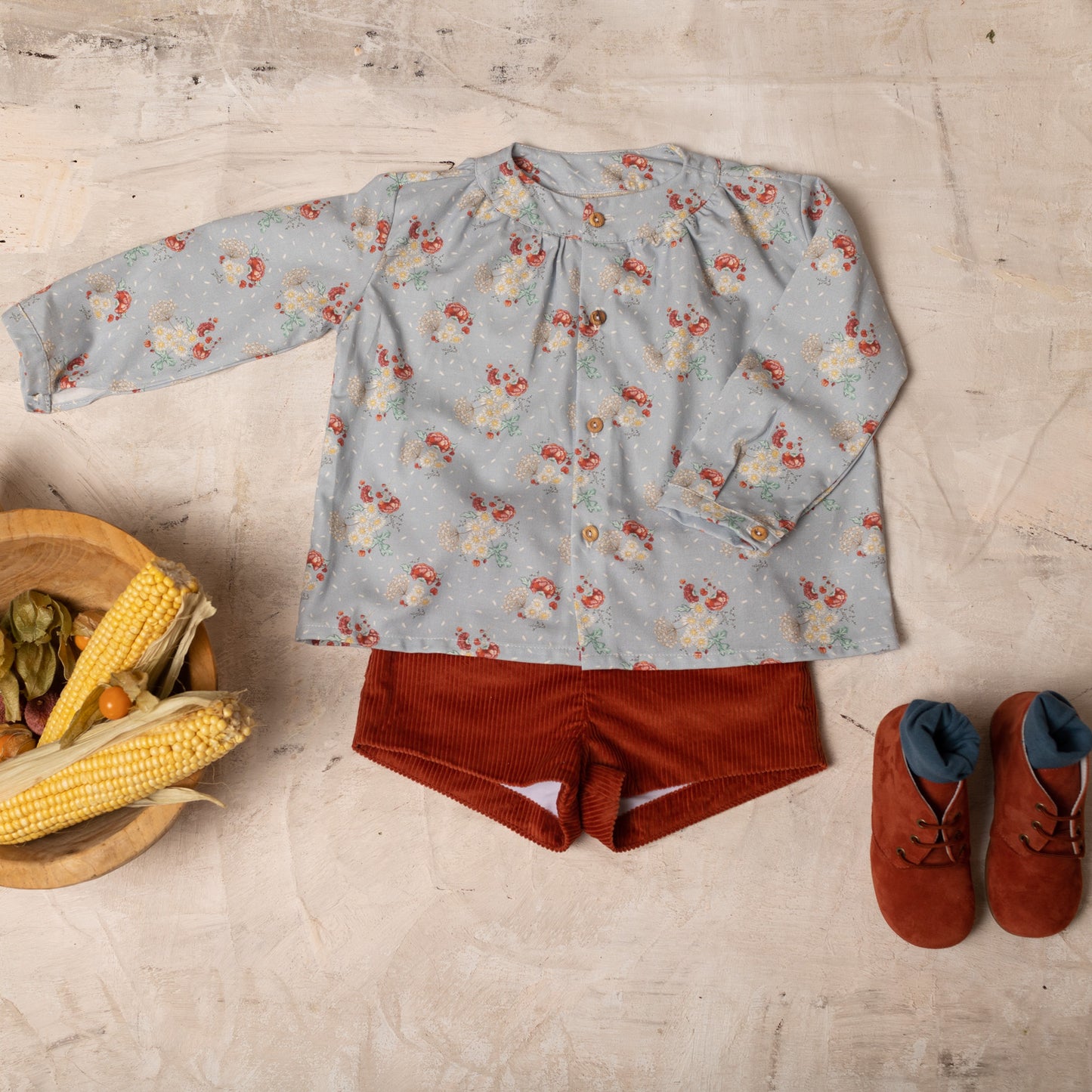 Bluish corduroy shorts