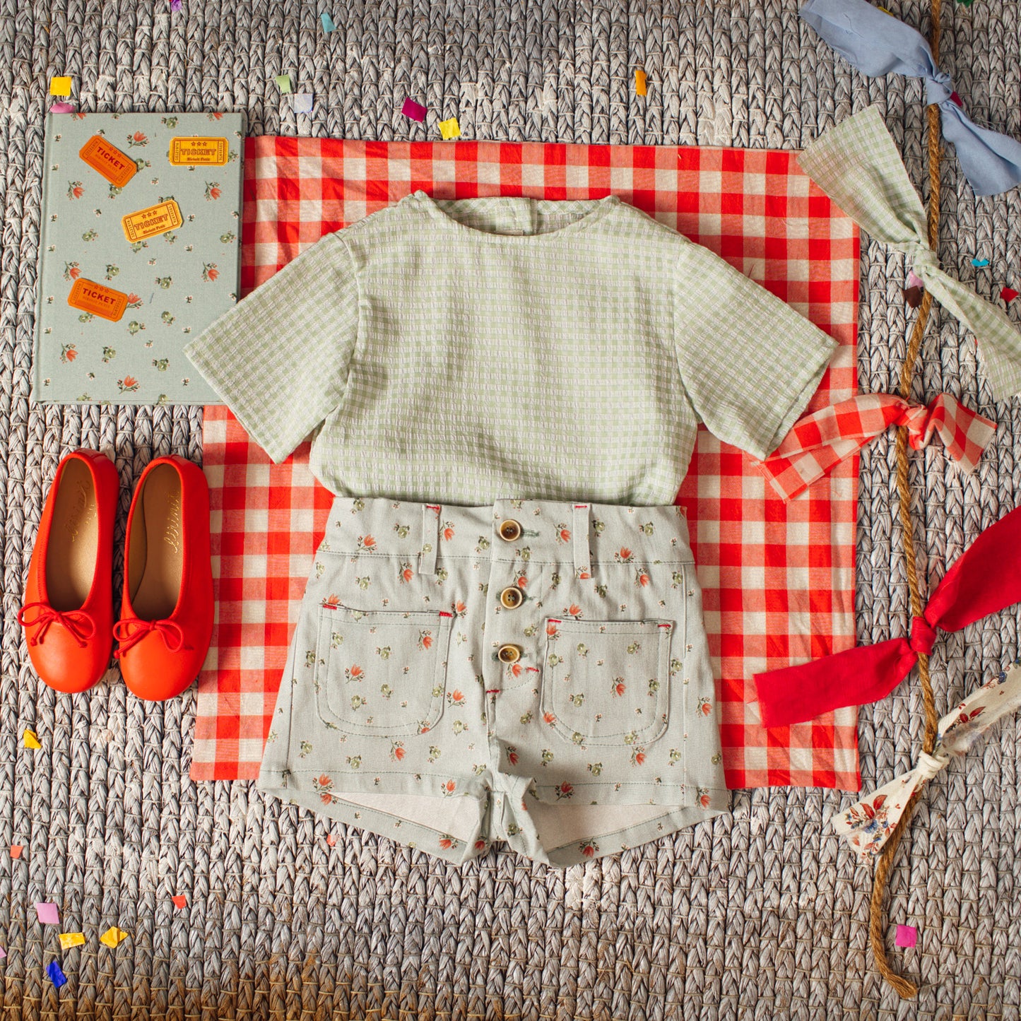Small red gingham short sleeve shirt