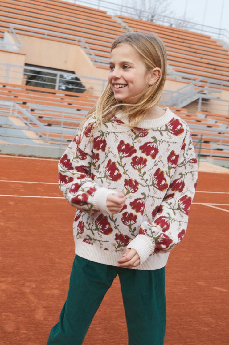 Lola flower knit sweater kid