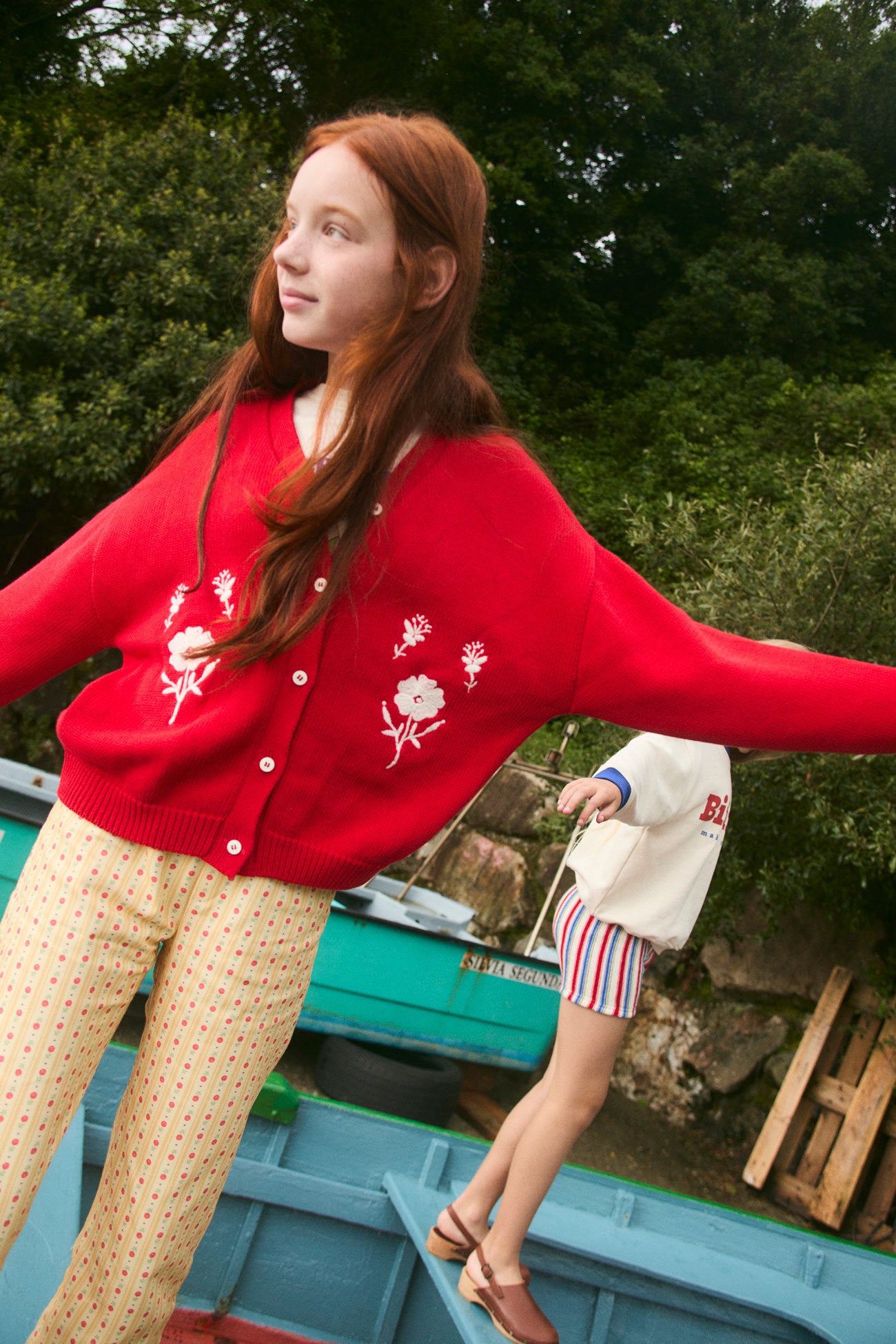 Cherry openwork jacket baby