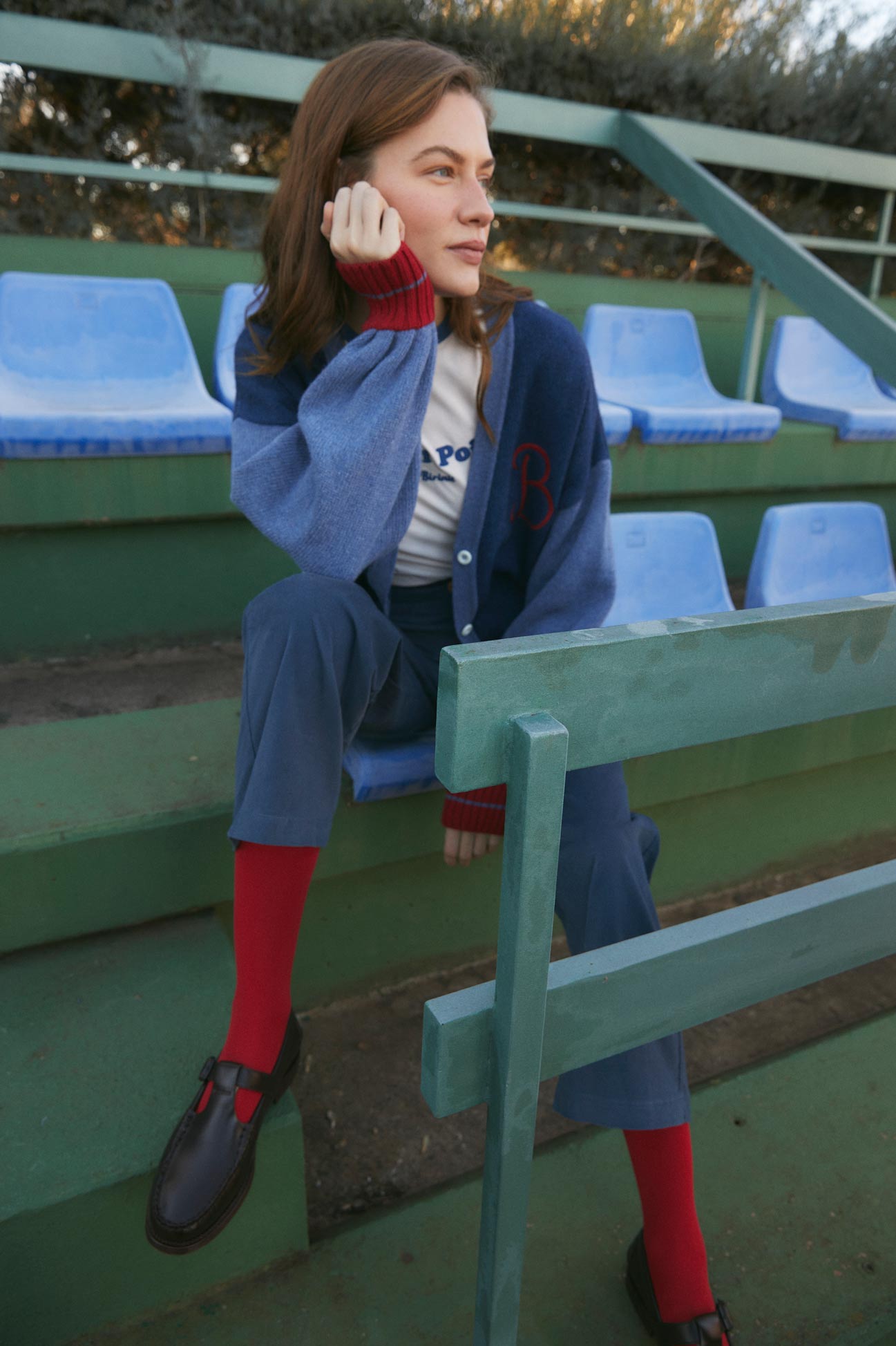 Woman Cobalt Blue embroidered knit jacket