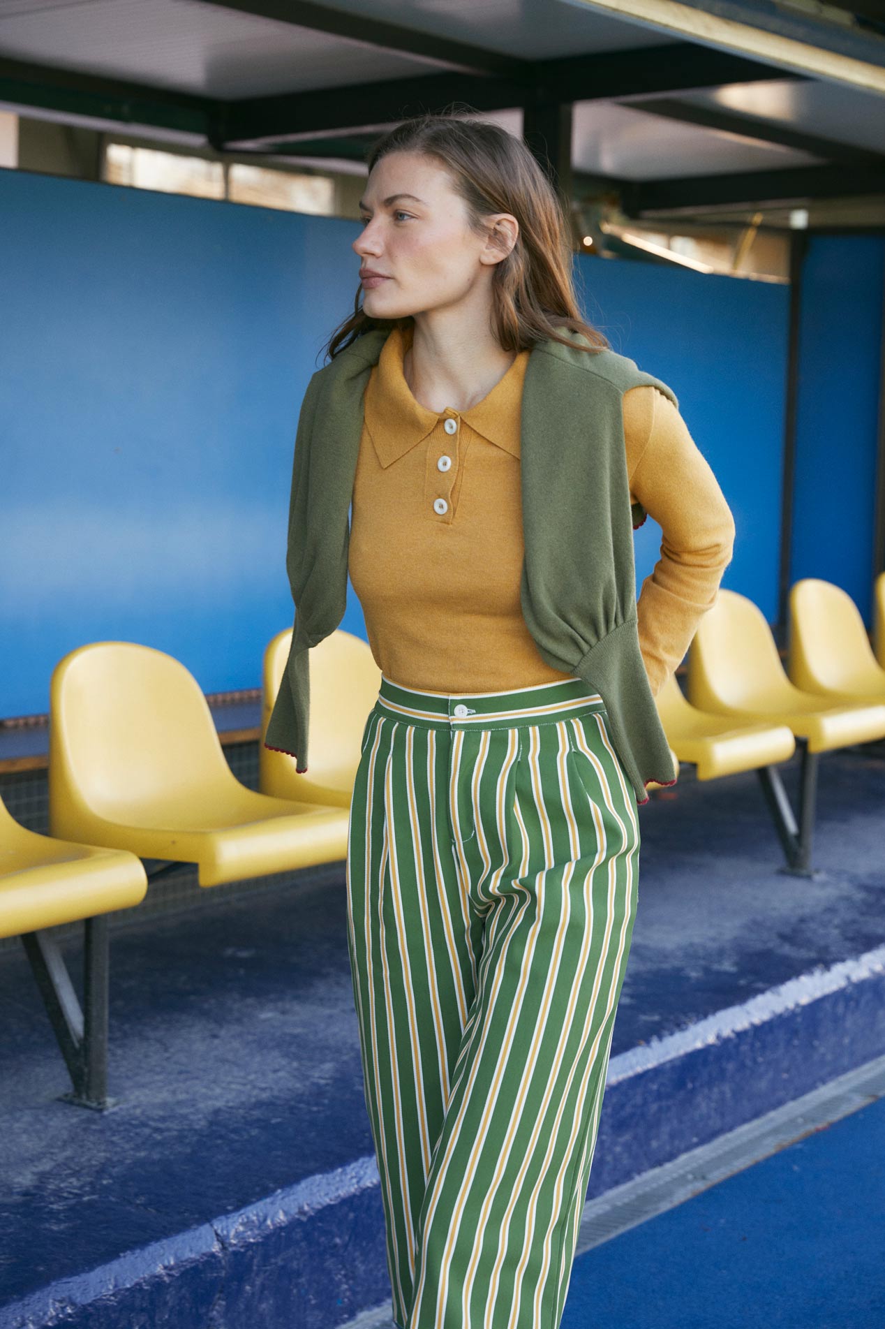 Bee women's denim bell-bottom trousers