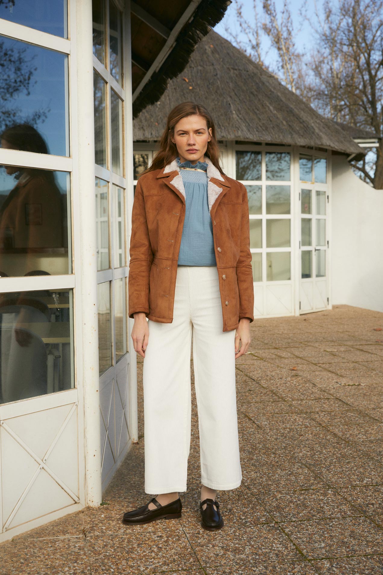 Women's raw corduroy bell-bottom trousers