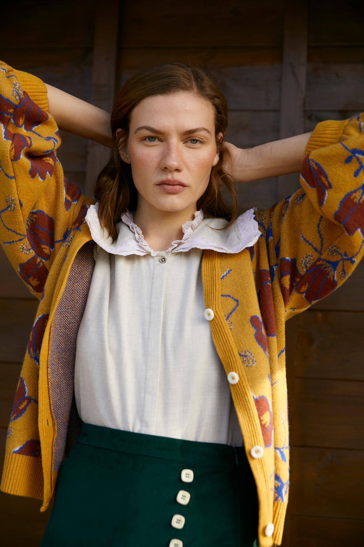 Woman Sari flower knit jacket