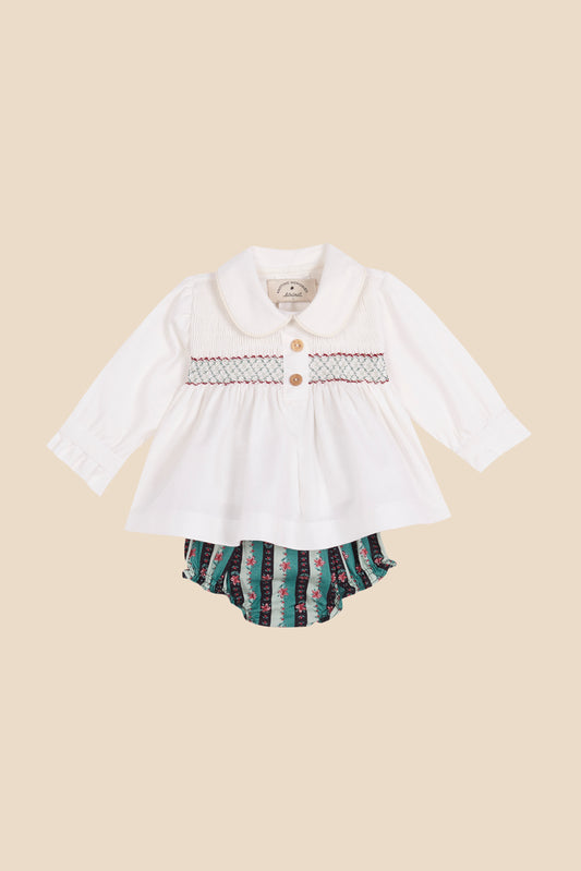 Mariana Ivory embroidered blouse and bloomer set newborn