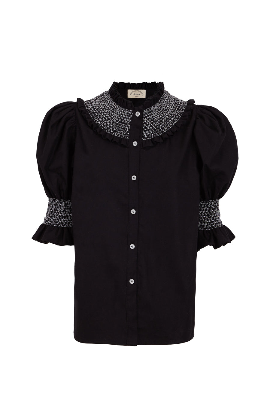 Woman Black smocked blouse