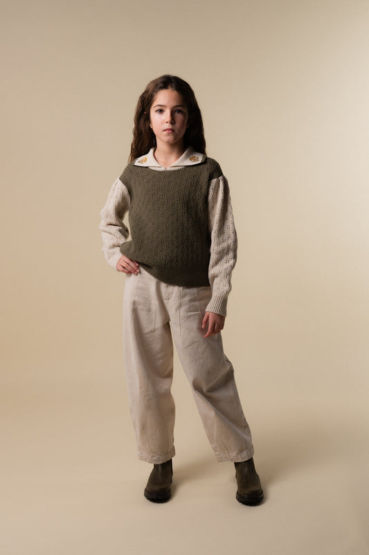 Pantalón denim crudo niña