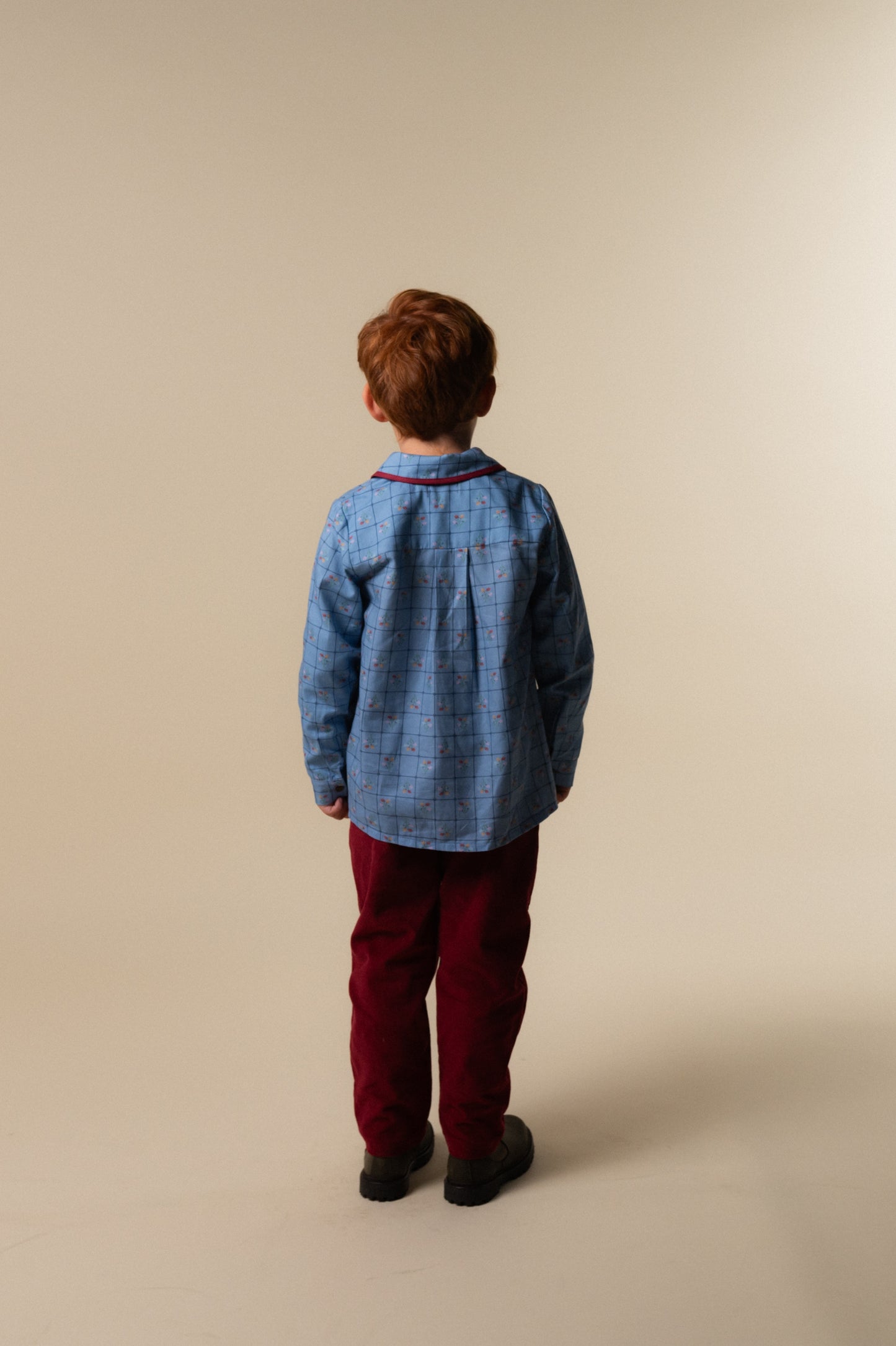 Pantalón pinzas pana Granate niño