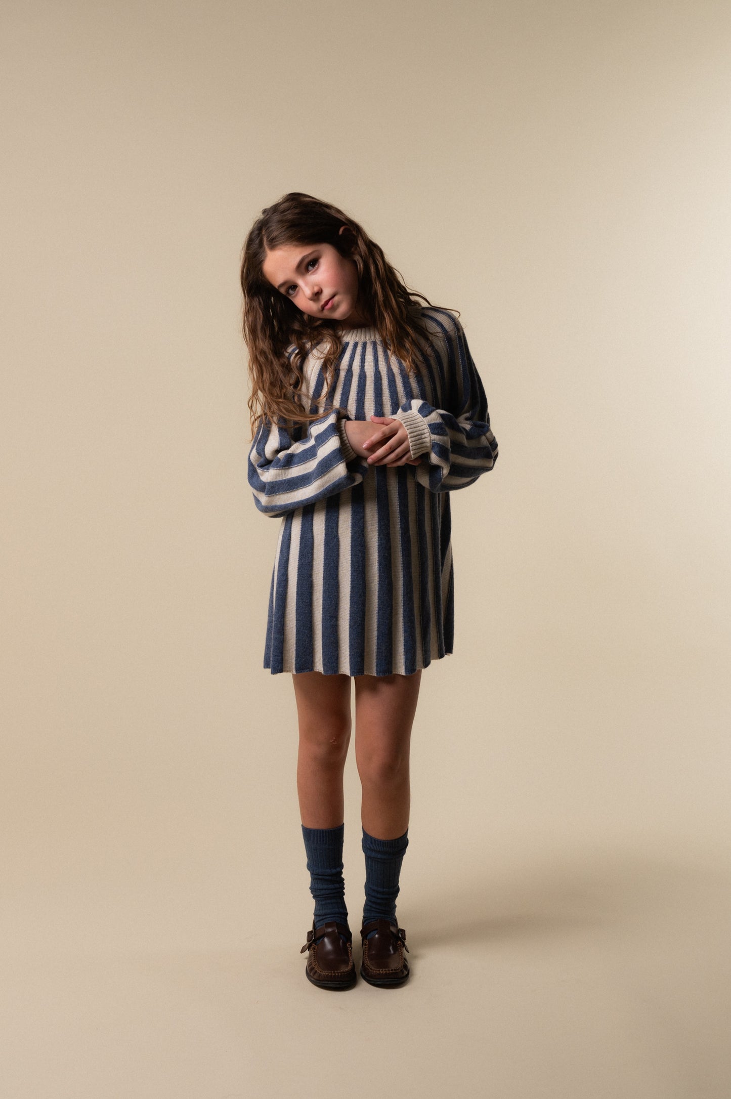 Vestido punto rayas Navy