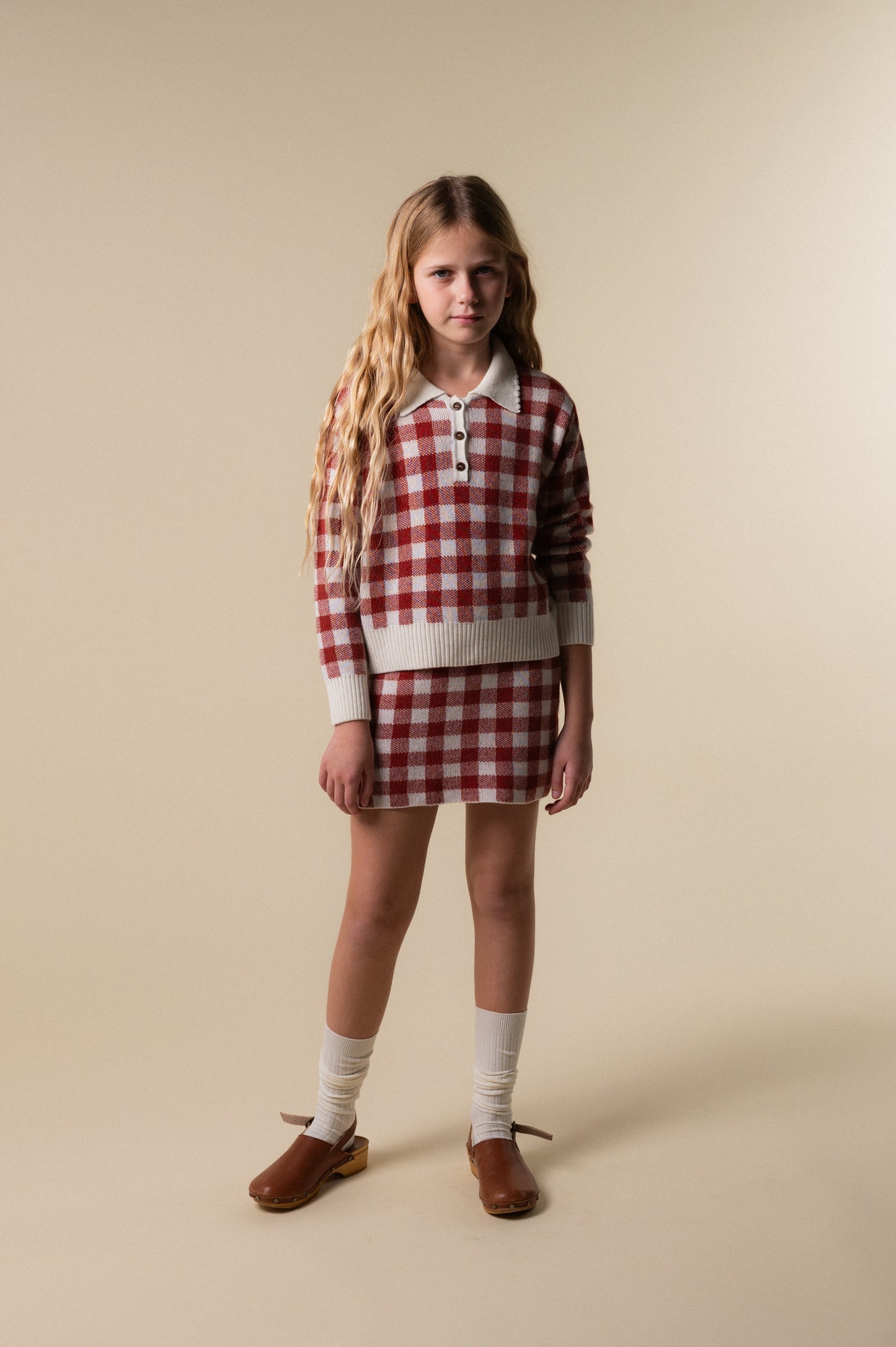 Jersey punto Biri vichy Russet niña