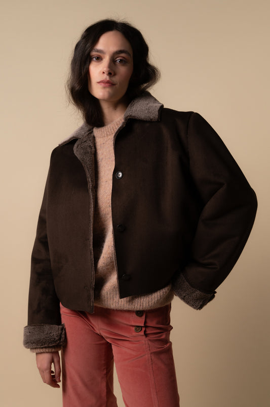 Chaquetón Van Gogh antelina Chocolat de mujer