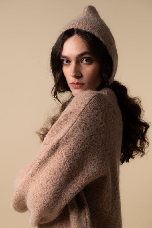 Capota punto rosa claro de mujer