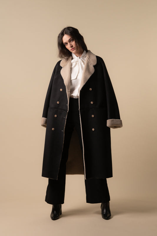 Abrigo Van Gogh antelina negro de mujer