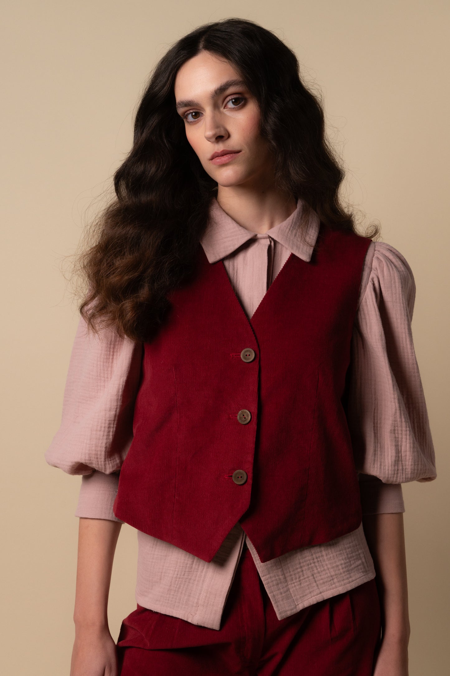 Woman bambula pink sand blouse