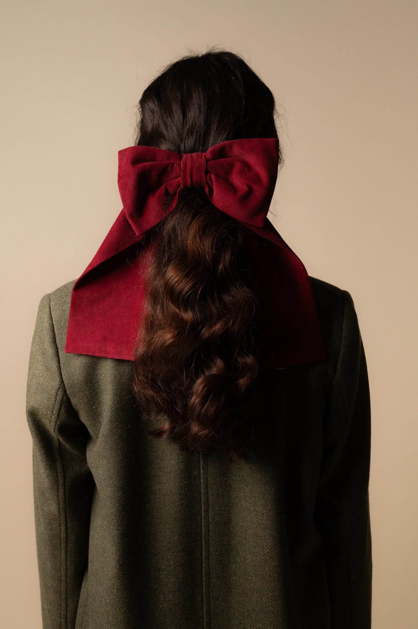 Woman Big bow Burgundy corduroy