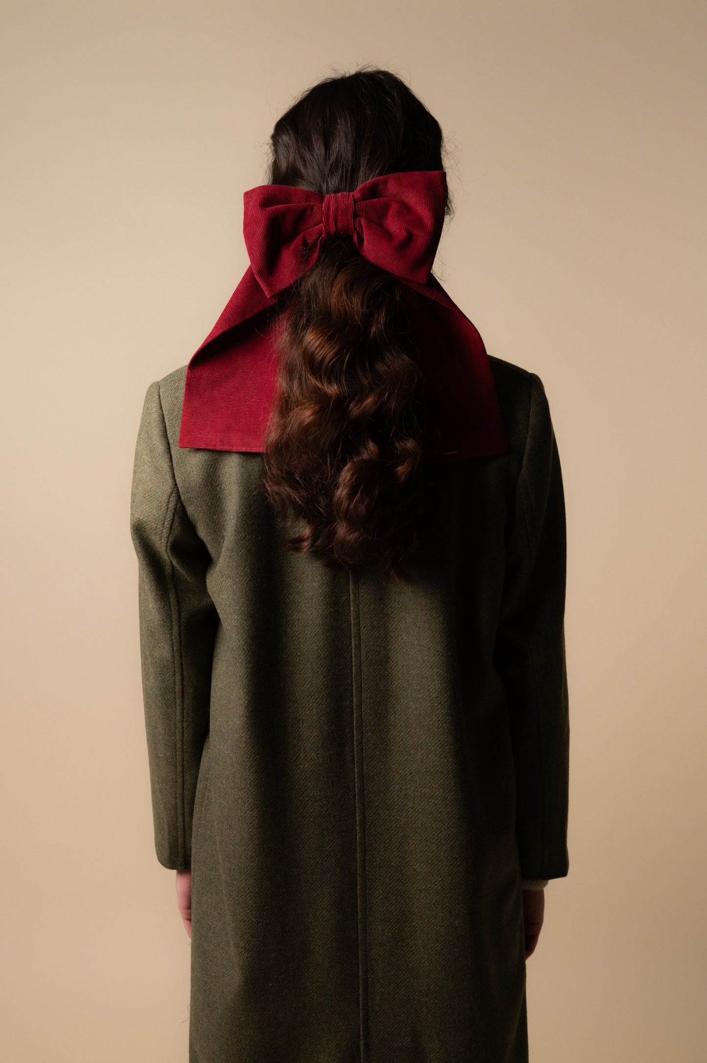 Woman Big bow Burgundy corduroy