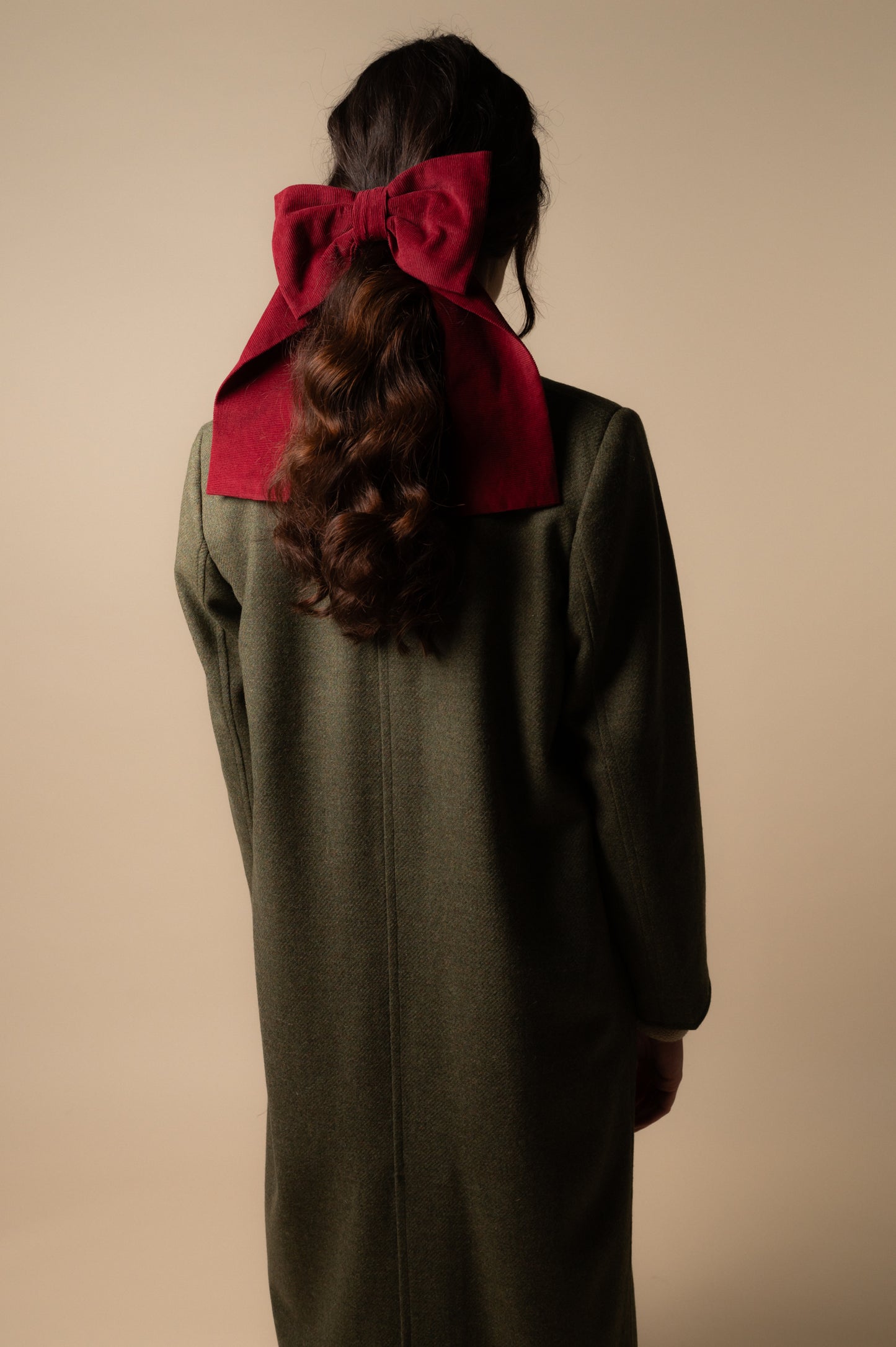Woman Big bow Burgundy corduroy