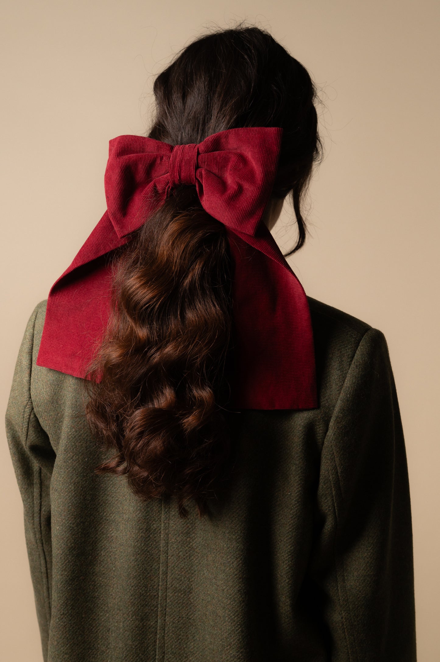 Woman Big bow Burgundy corduroy