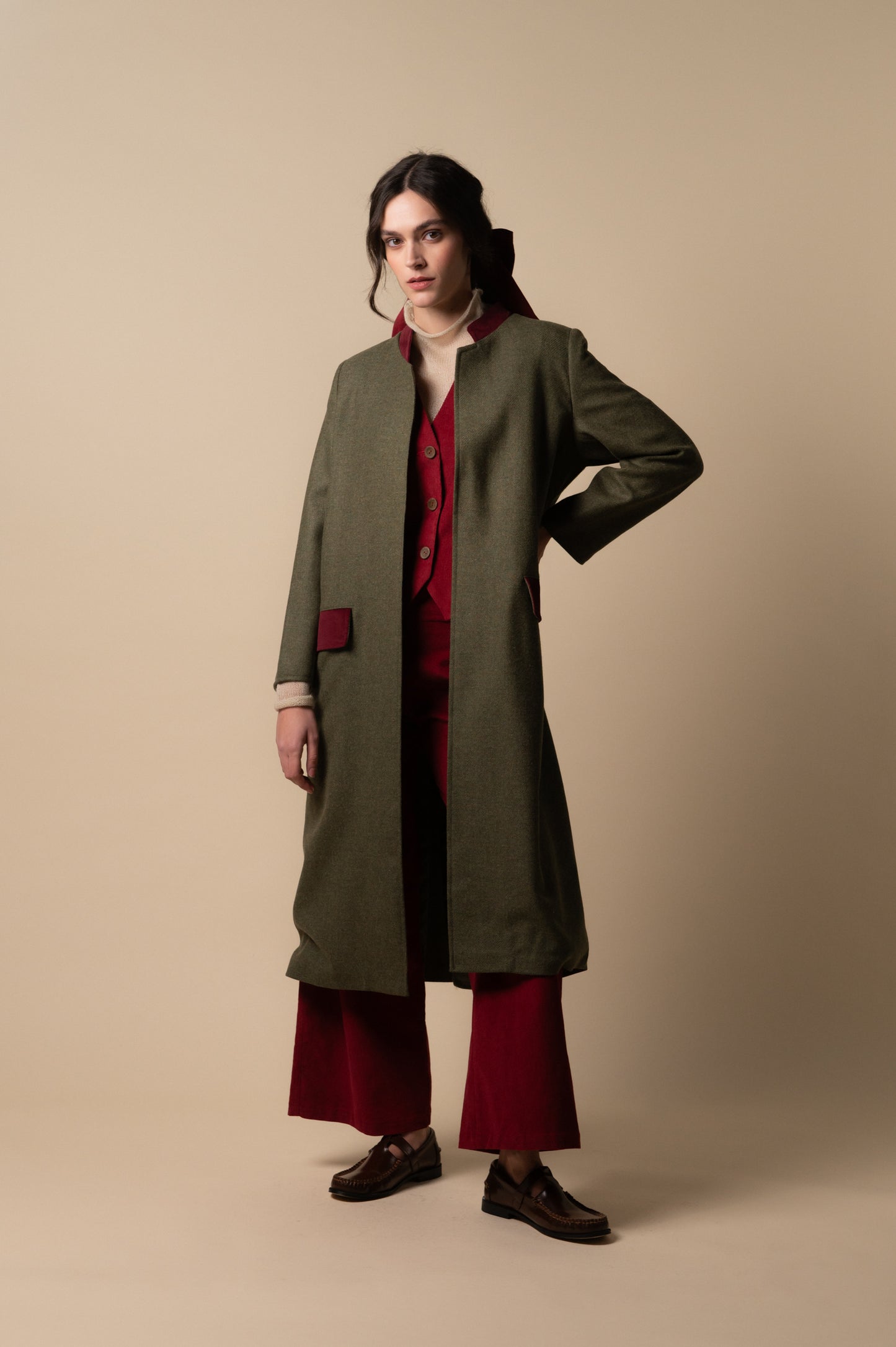 Abrigo Caravaggio verde de mujer