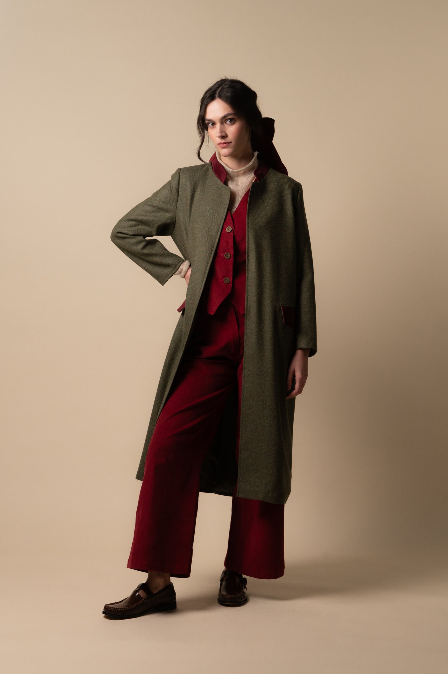 Abrigo Caravaggio verde de mujer