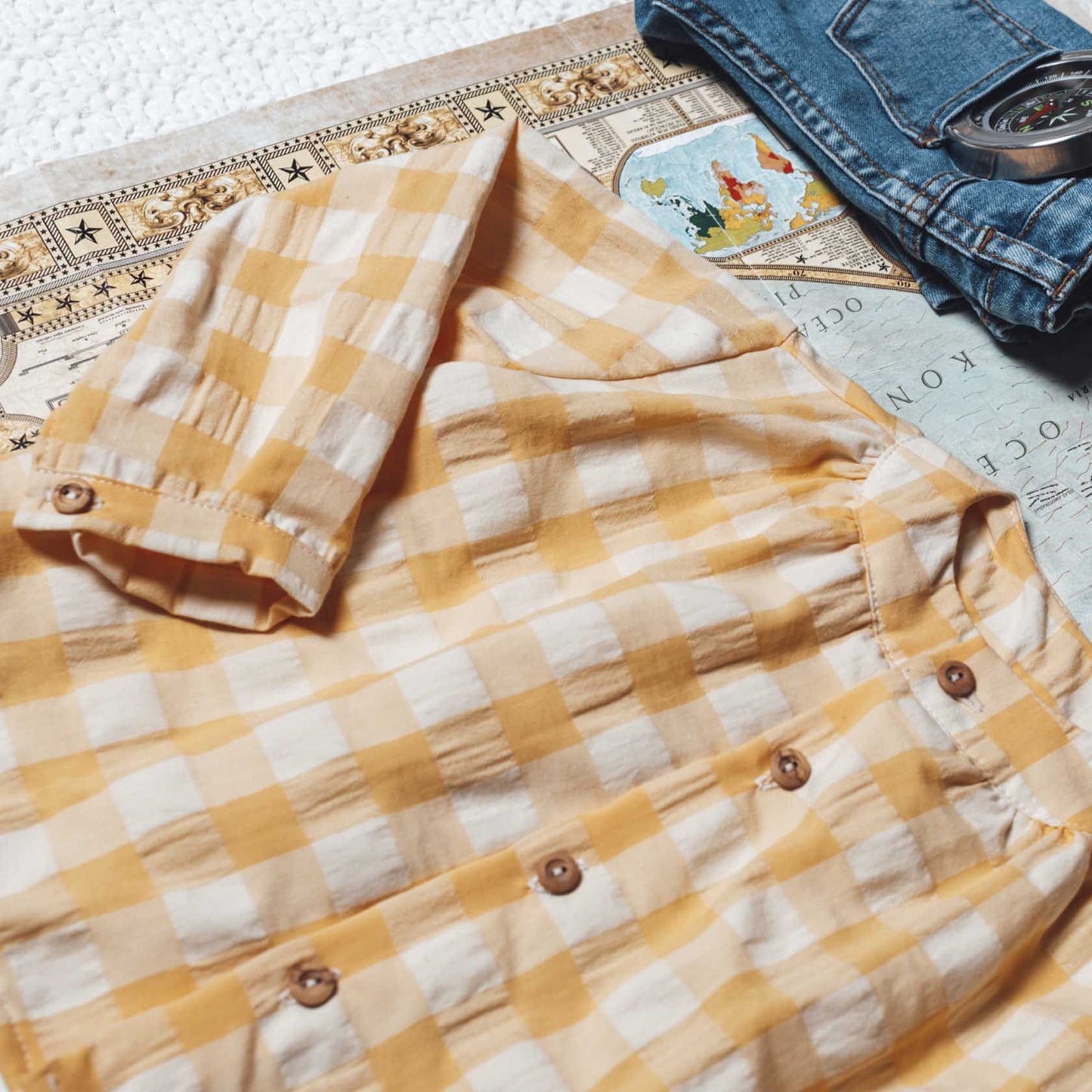 Camisa maho Vichy amarillo grande