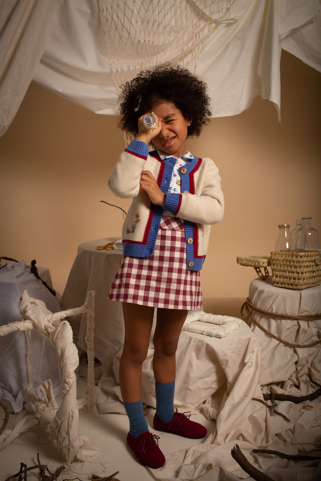 Maroon Gingham mini skirt