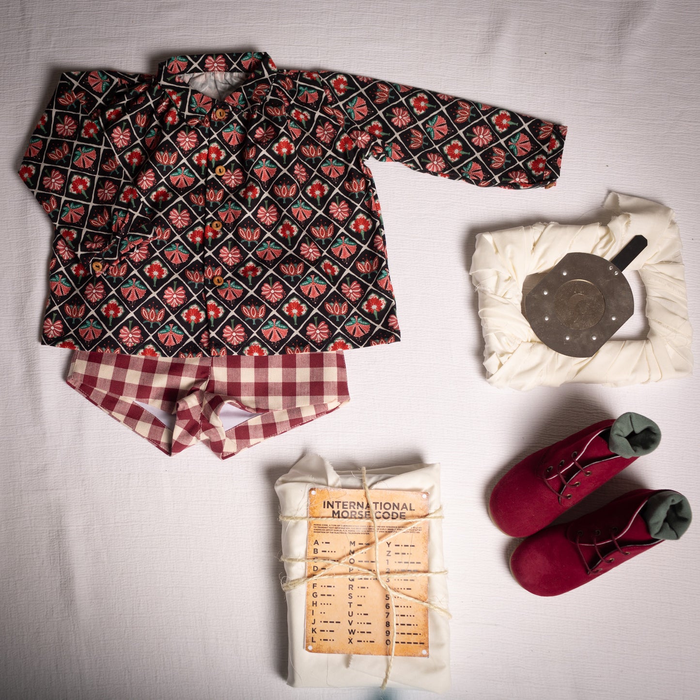 Maroon Gingham shorts