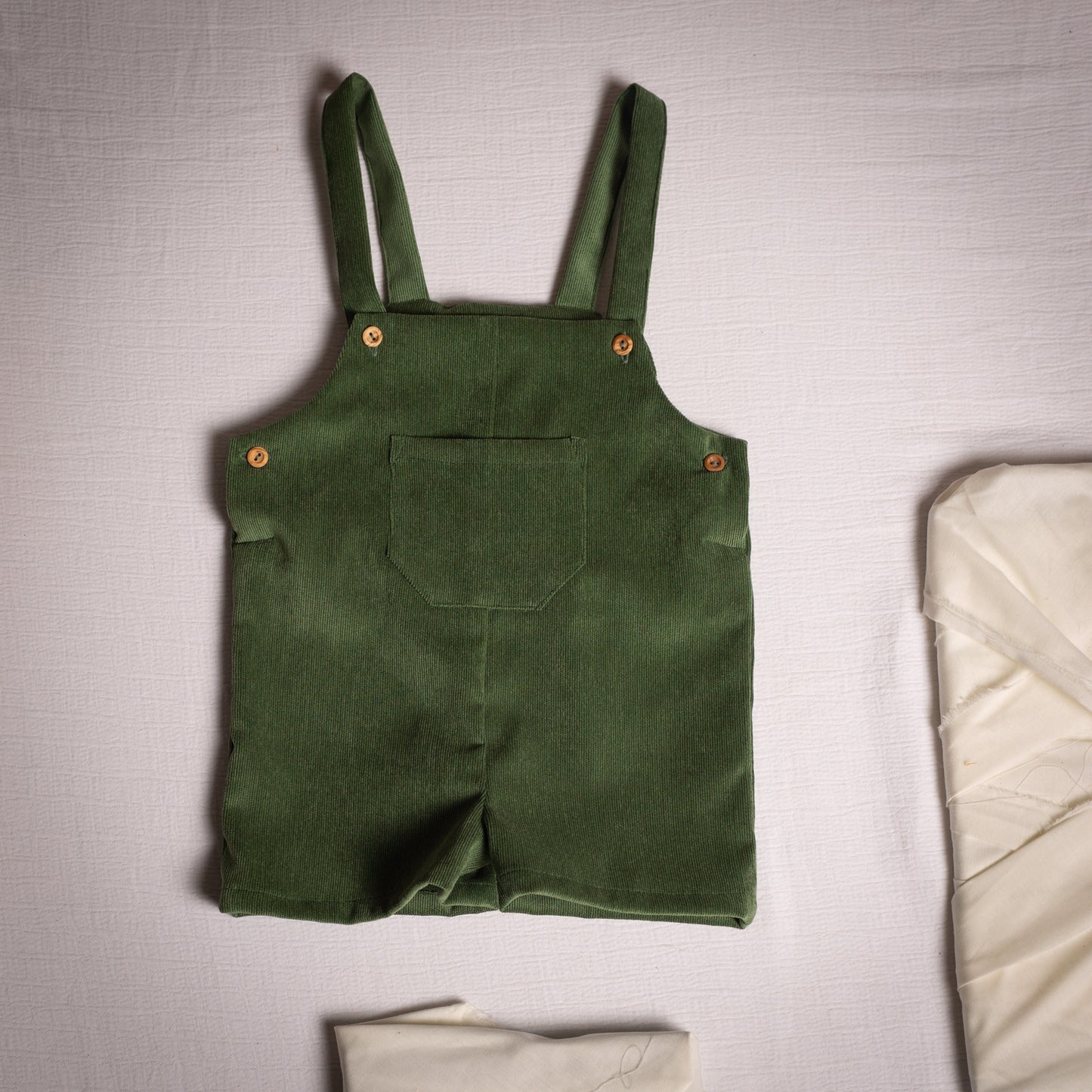 Olive corduroy short overall