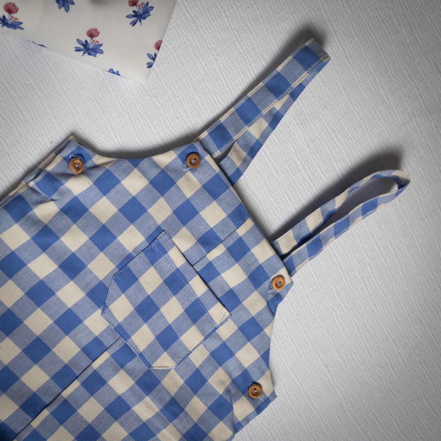 Bluish Gingham short overall