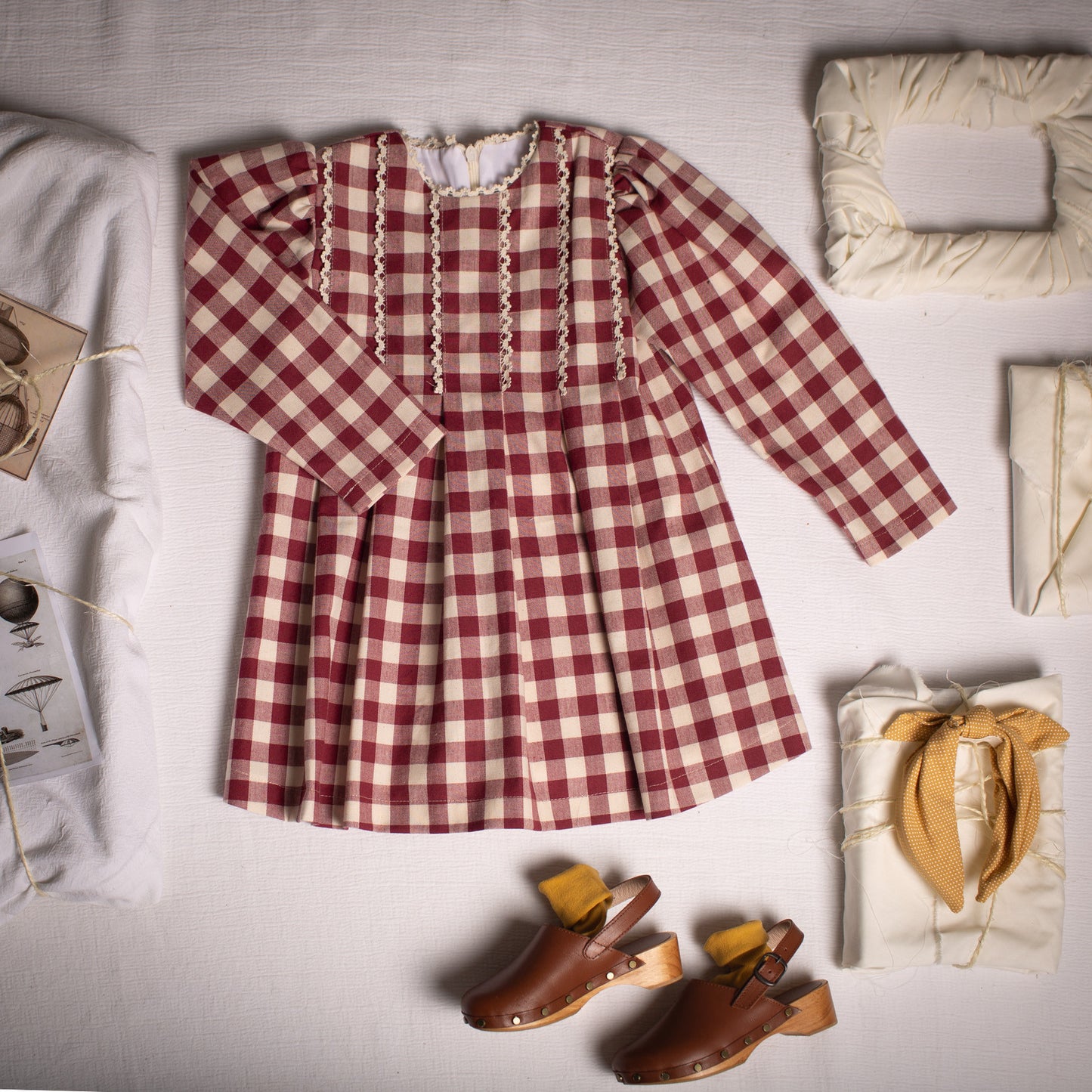 Maroon Gingham dress