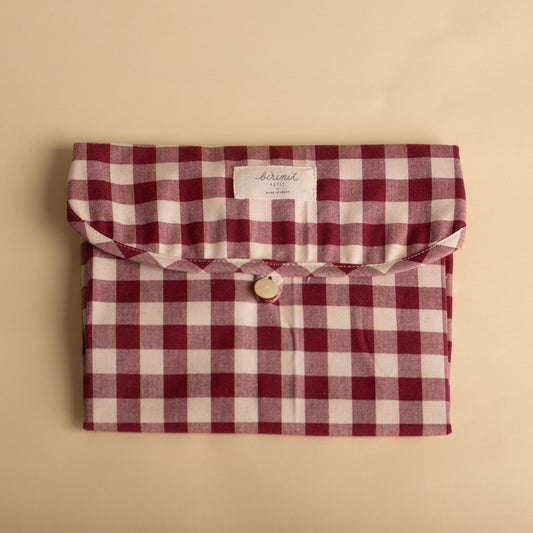 Maroon Gingham baby changing