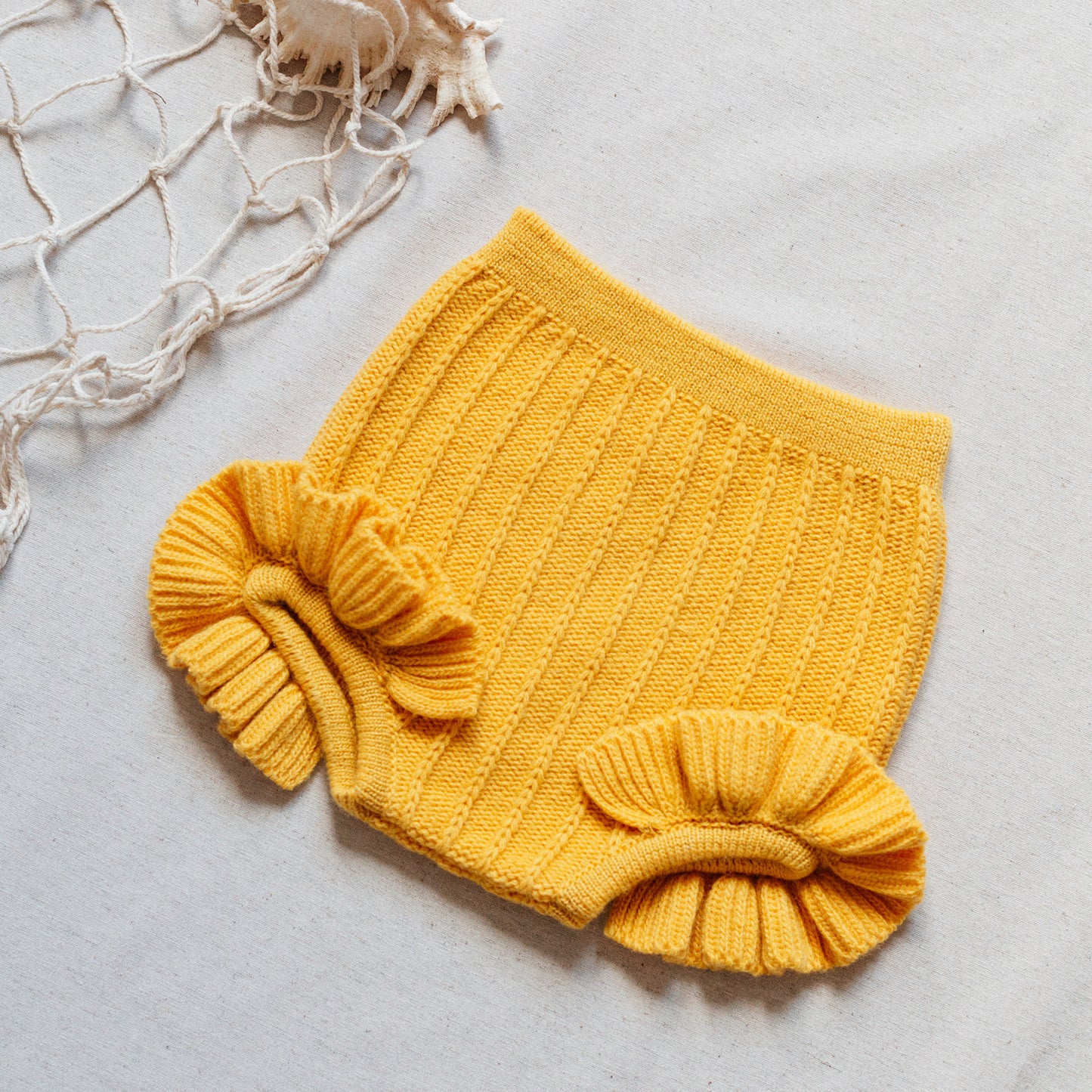 Mustard ribbed bloomer short