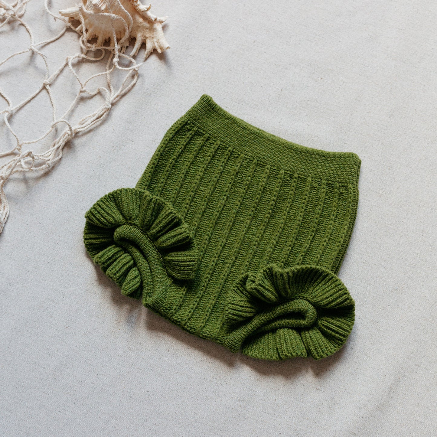 Green ribbed bloomer short