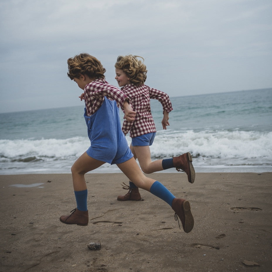 Bluish corduroy short overall