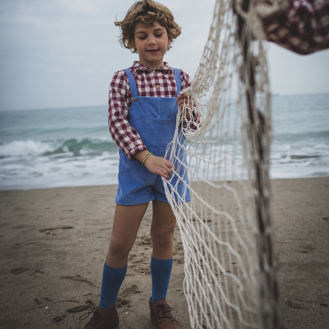 Bluish corduroy short overall