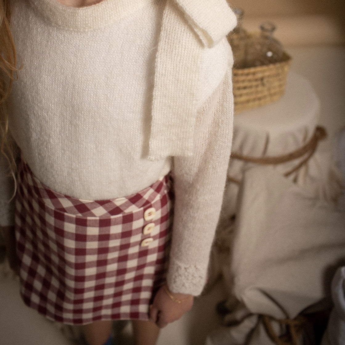 Maroon Gingham mini skirt