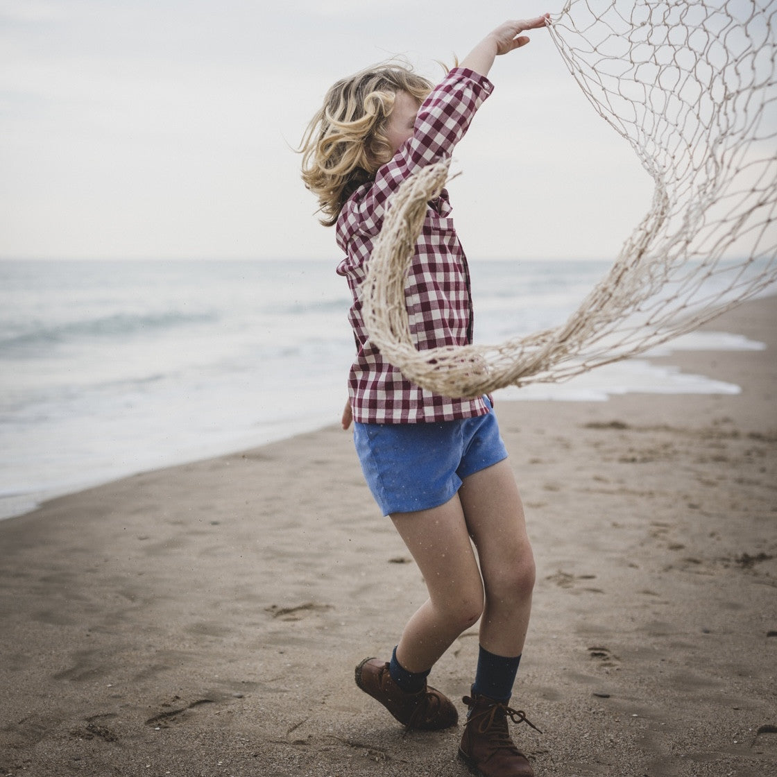 Bluish corduroy shorts