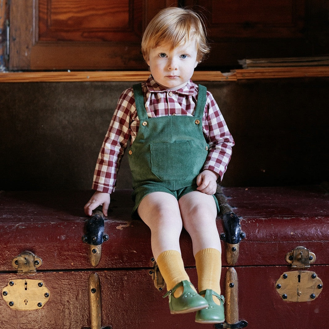 Olive corduroy short overall