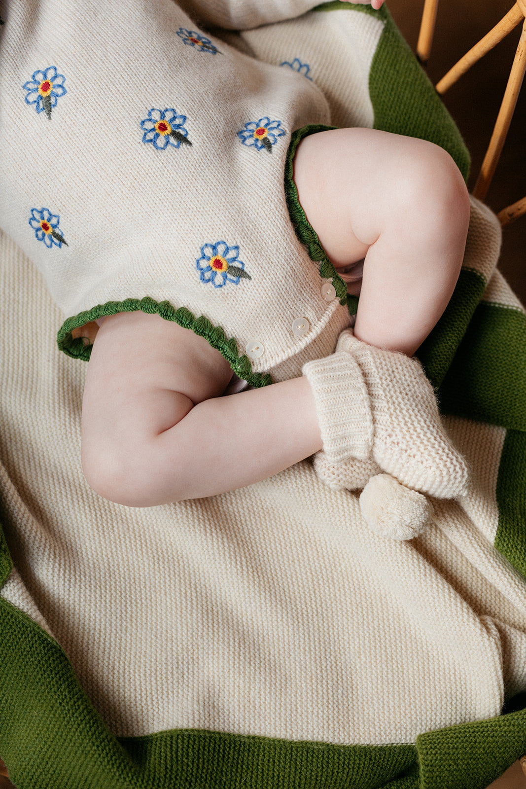 Ivory pompom booties