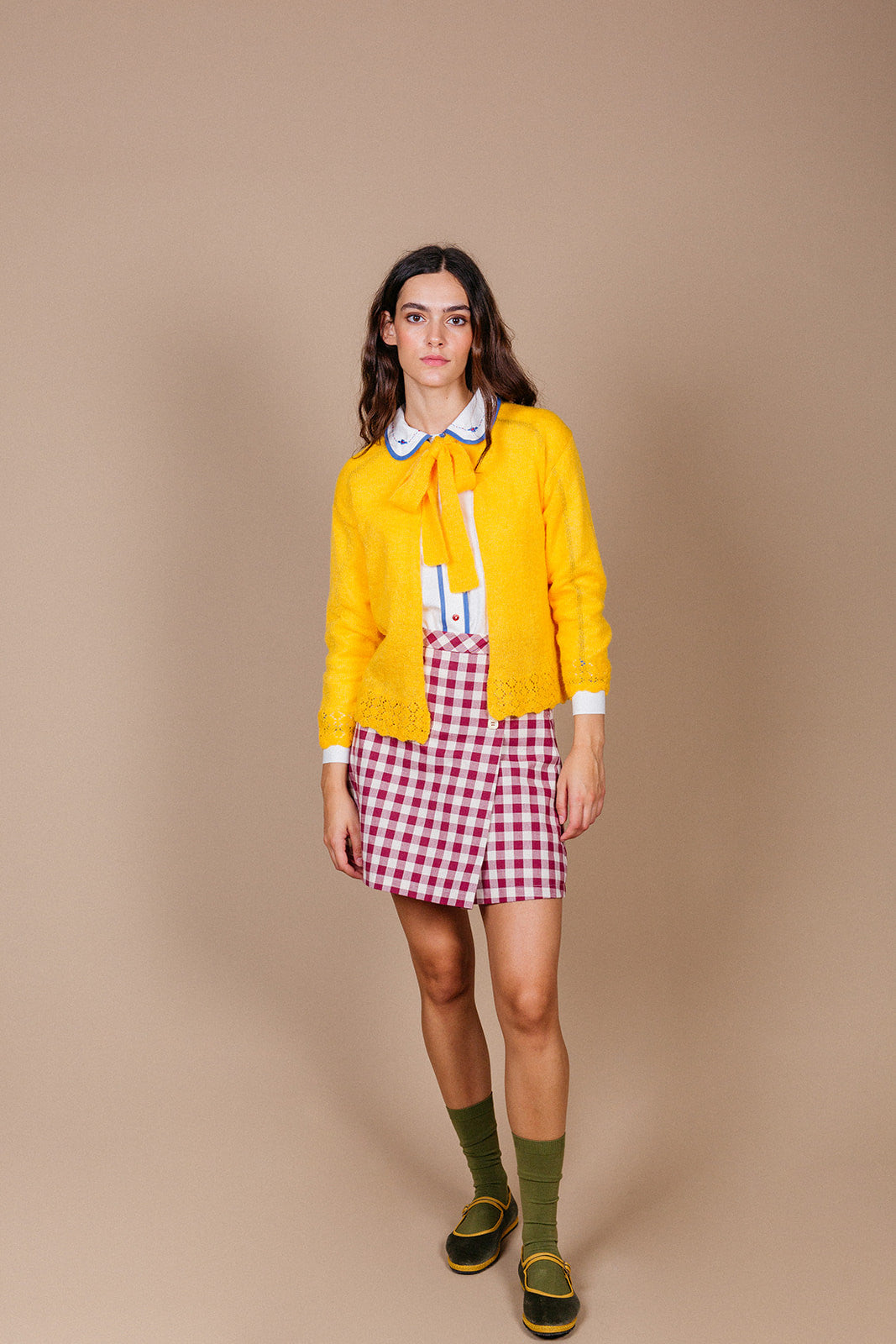 Woman Mustard bow jacket