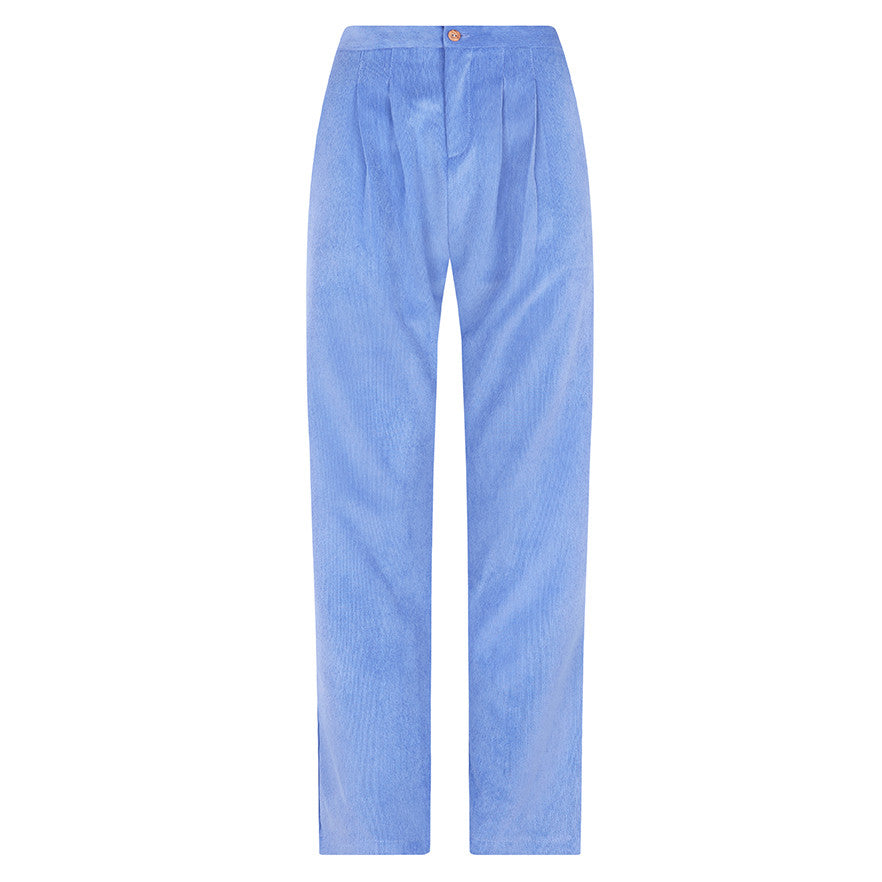 Woman Bluish corduroy twill pants