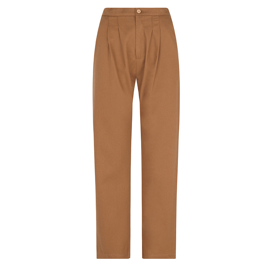 Pantalón pinzas de mujer toffee