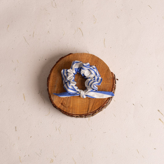 Deep blue stripe scrunchie