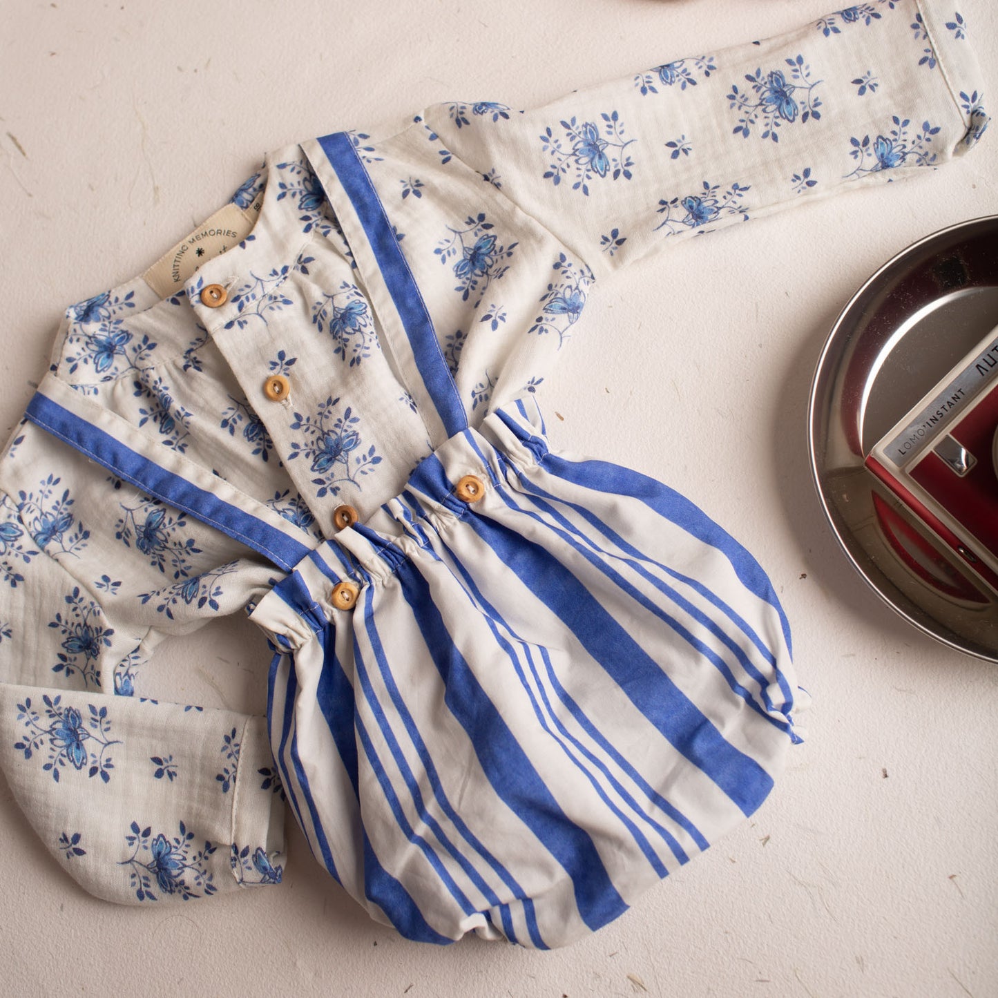 Deep blue stripe straps bloomer