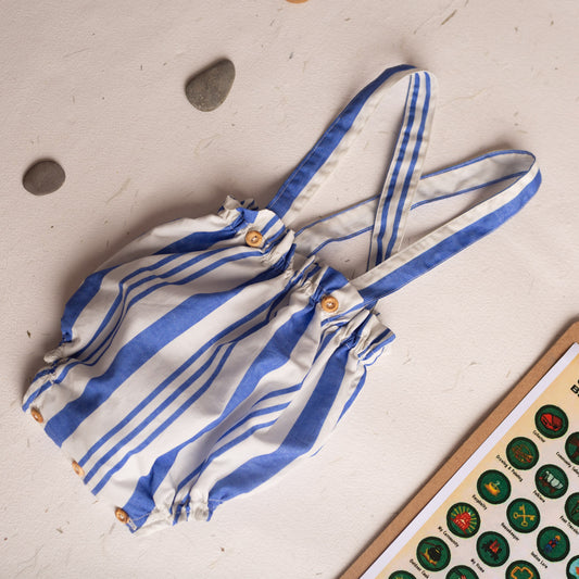 Deep blue stripe straps bloomer