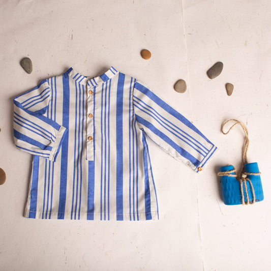 Deep blue stripe polo shirt