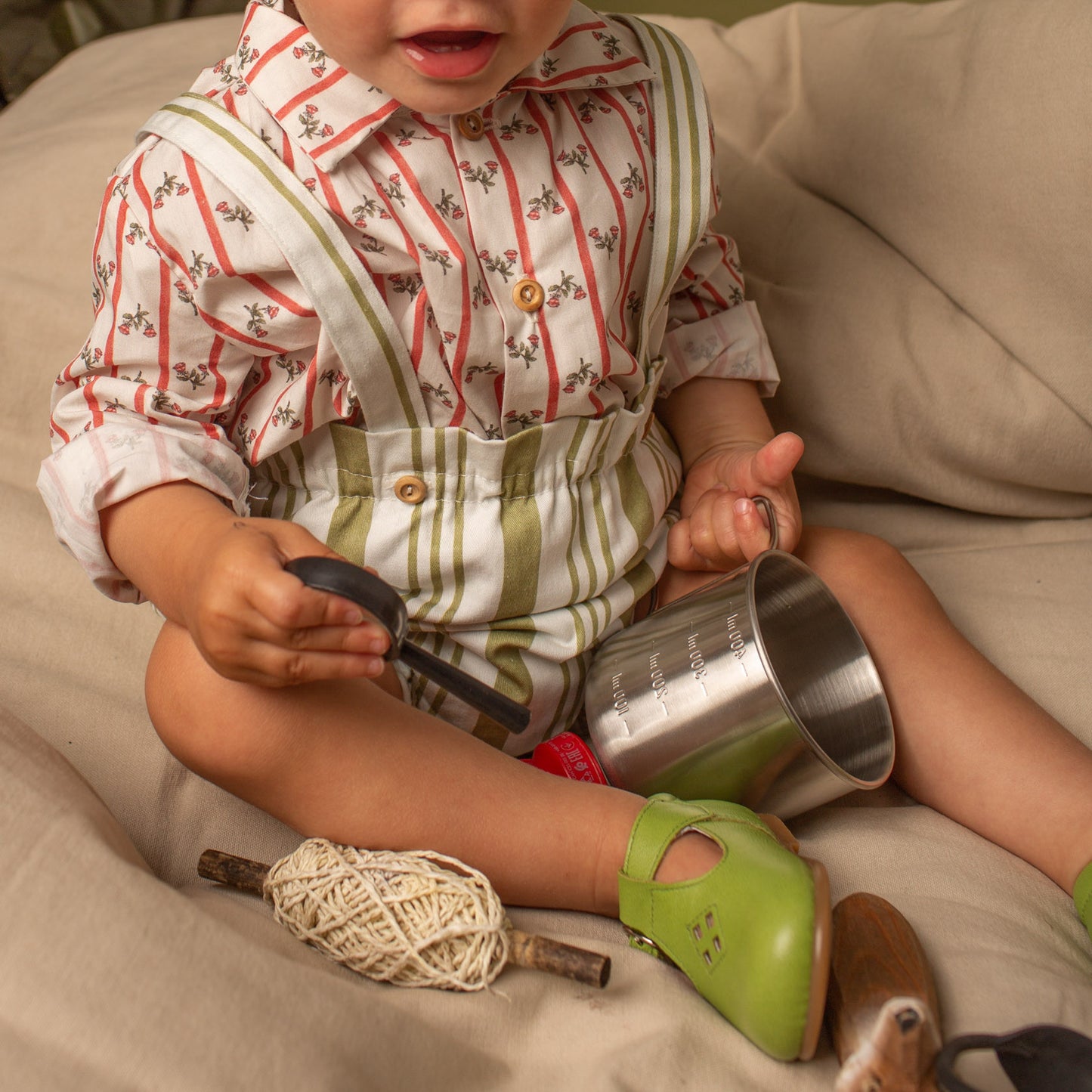 Pistachio stripe denim straps bloomer